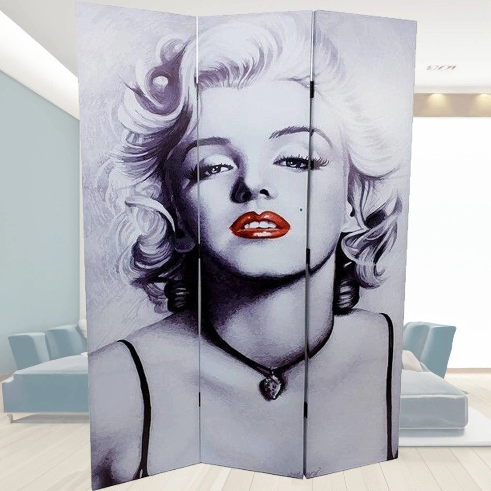 Trade Shop - Paravento Separe Divisorio Con 3 Pannelli 180x120cm Stampa F R Marilyn Monroe -