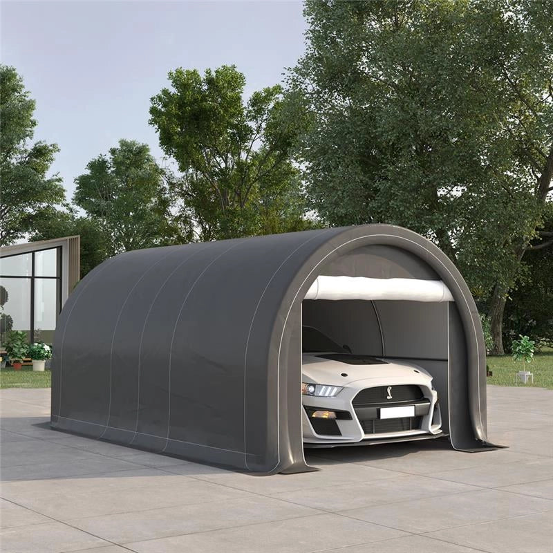 TENDONE DA GIARDINO PER AUTO E ATTREZZI CON INGRESSO A CERNIERA, PICCHETTI E FUNI, 500X300X240 CM