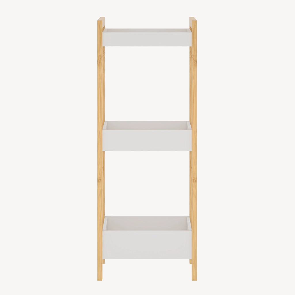 Scaffale da Terra Anun in Bambù Mobile da Bagno con 3 Cestini 78 x 80 x 40 cm - Color Naturale / Bianco [en.casa]