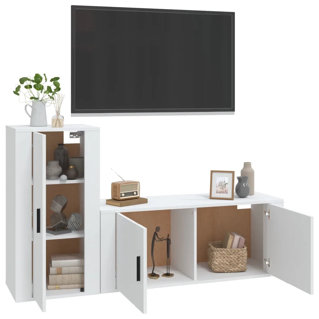 Set di Mobili Porta TV 2 pz Bianco in Legno Multistratocod mxl 100770
