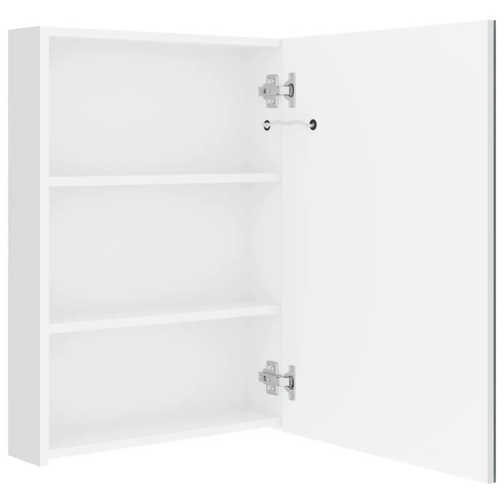 Armadietto Bagno con Specchio e LED Bianco Lucido 50x13x70 cm cod mxl 75259