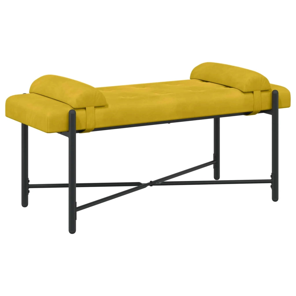 Panchina con bottoni e cuscini Giallo 110 x 40 x 46 cm Velluto 42038392