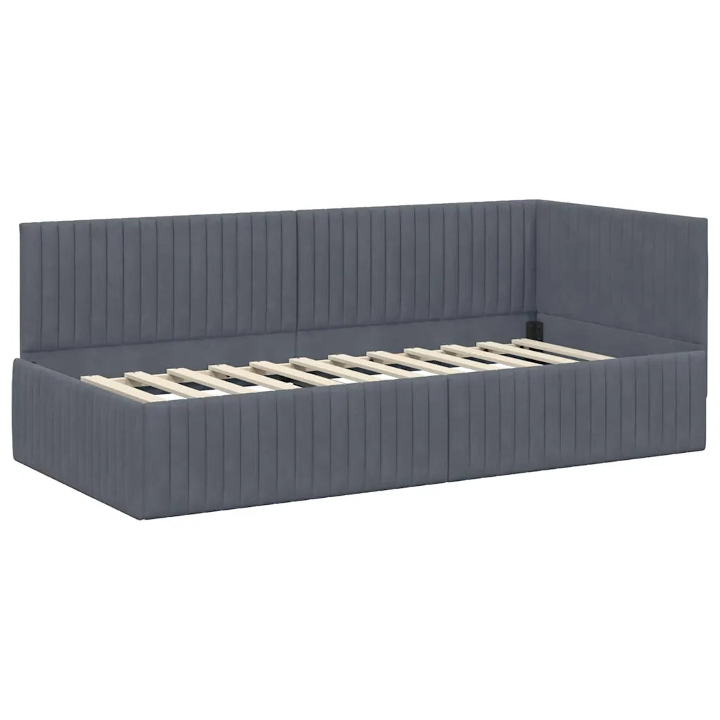 Struttura Letto Angolare con Materasso 2 pz-Giroletto con materasso Grigio Velluto 499350