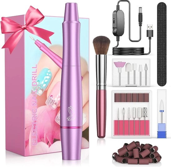 Verriccia elettrica - Senza unghie - 12-in-1 - Per unghie ad adesivo - Manicure & Pedicure - 22 Delig - Blu