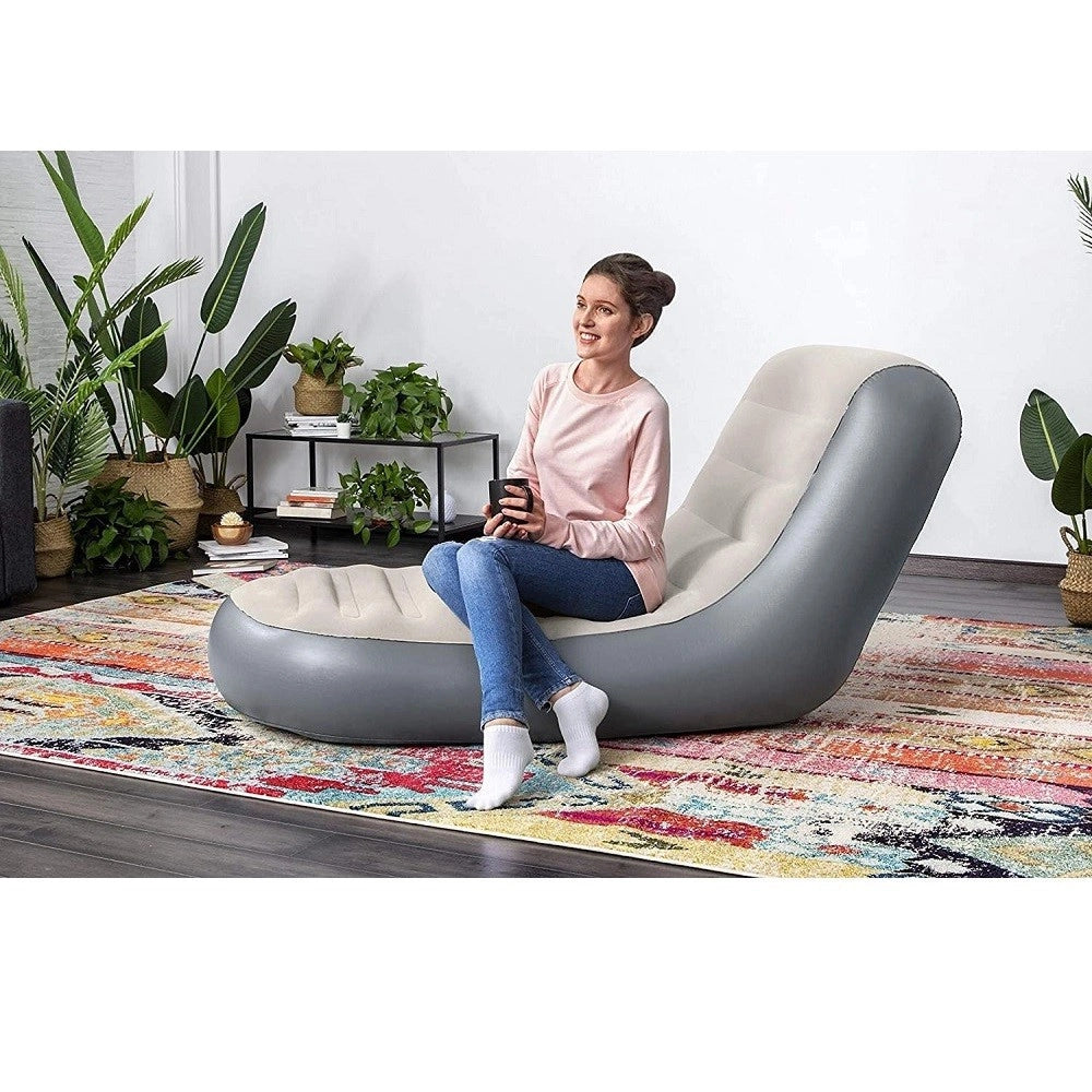 Trade Shop - Poltrona Gonfiabile Chaise Sport Lounger 165x84x79 Cm Superficie Floccata 75064 -