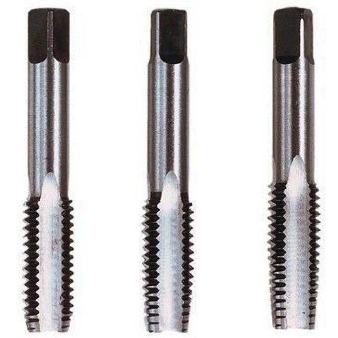 Vigor 4134012 Maschi a Mano Set 3 Pezzi Acciaio HSS Passo Grosso 12x1.75 mm