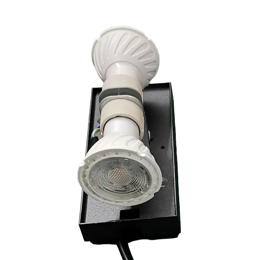 Applique lampada da esterno Nera per parete balcone a doppia emissione e attacchi GU10