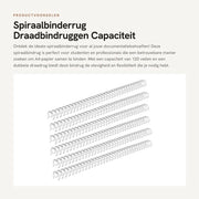 Raccoglitore a spirale 14,3 mm - 34 giri - Raccoglitore a doppia corda - Capacità 120 fogli - Per carta A4 - Filo metallico duraturo - Raccoglitore a spirale