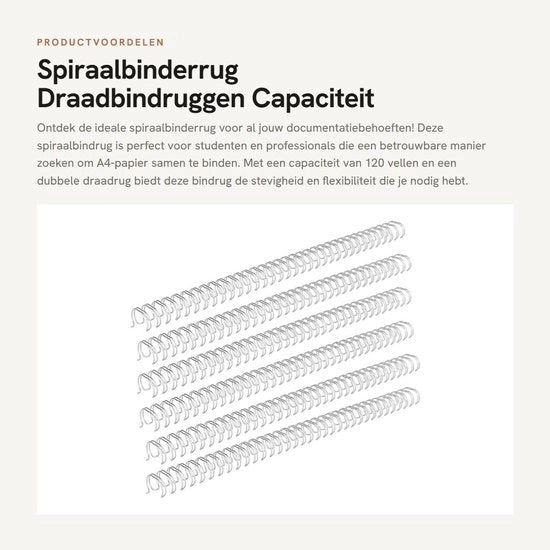 Raccoglitore a spirale 14,3 mm - 34 giri - Raccoglitore a doppia corda - Capacità 120 fogli - Per carta A4 - Filo metallico duraturo - Raccoglitore a spirale
