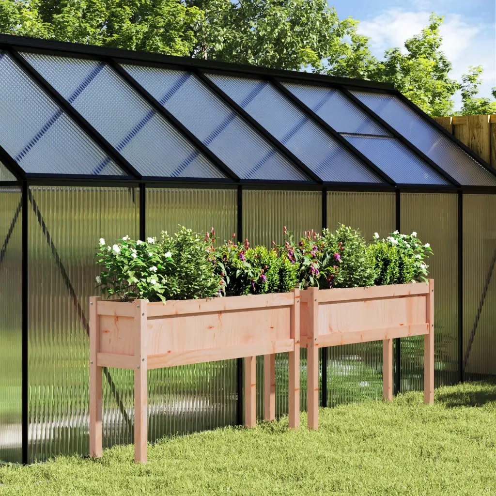 Fioriere da Giardino 2 pz con Gambe Legno Massello di Douglas 837571