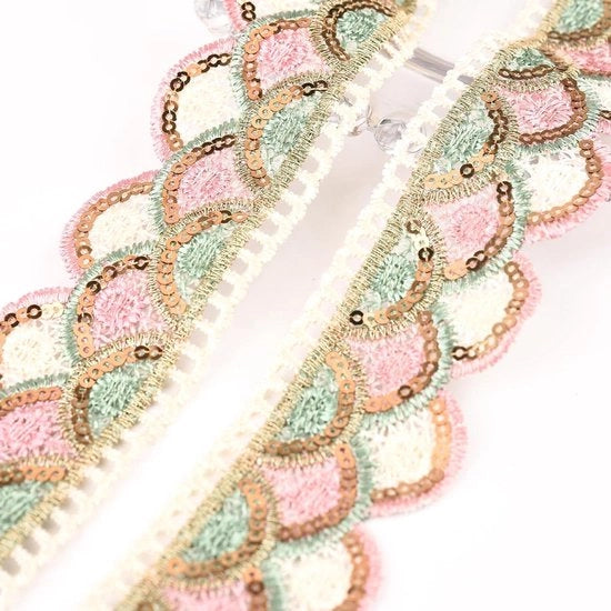 Bordure con Pailletti Colorati con Coda 10 Yards Multicolore Nastrino per Sartoria, Decorazione per Tende