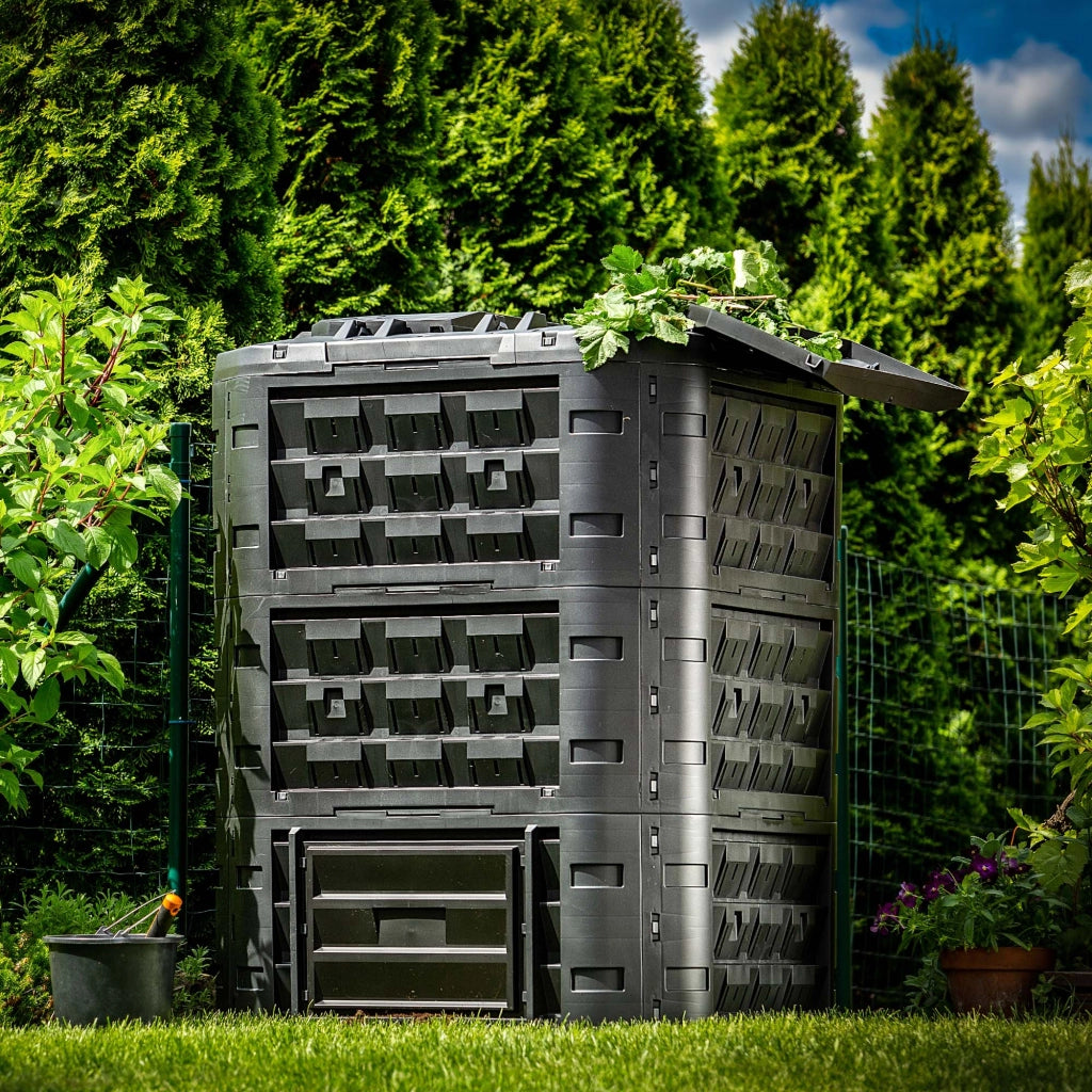 Compostiera modulare da giardino KADAX di grandi dimensioni, resistente al gelo, per fertilizzare tutto l'anno, 950 litri.