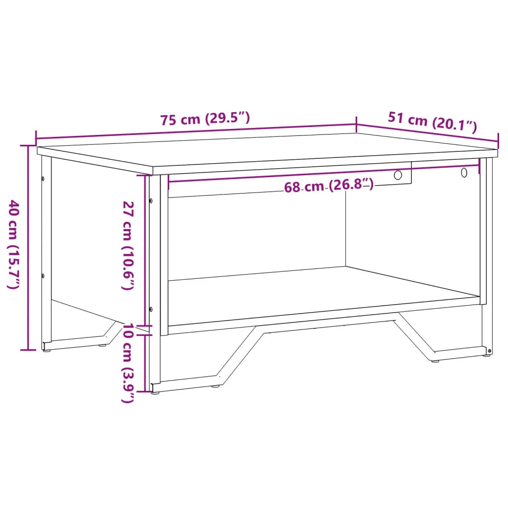 Tavolino da Salotto Rovere Fumo 75x51x40cm in Legno Multistrato 848486