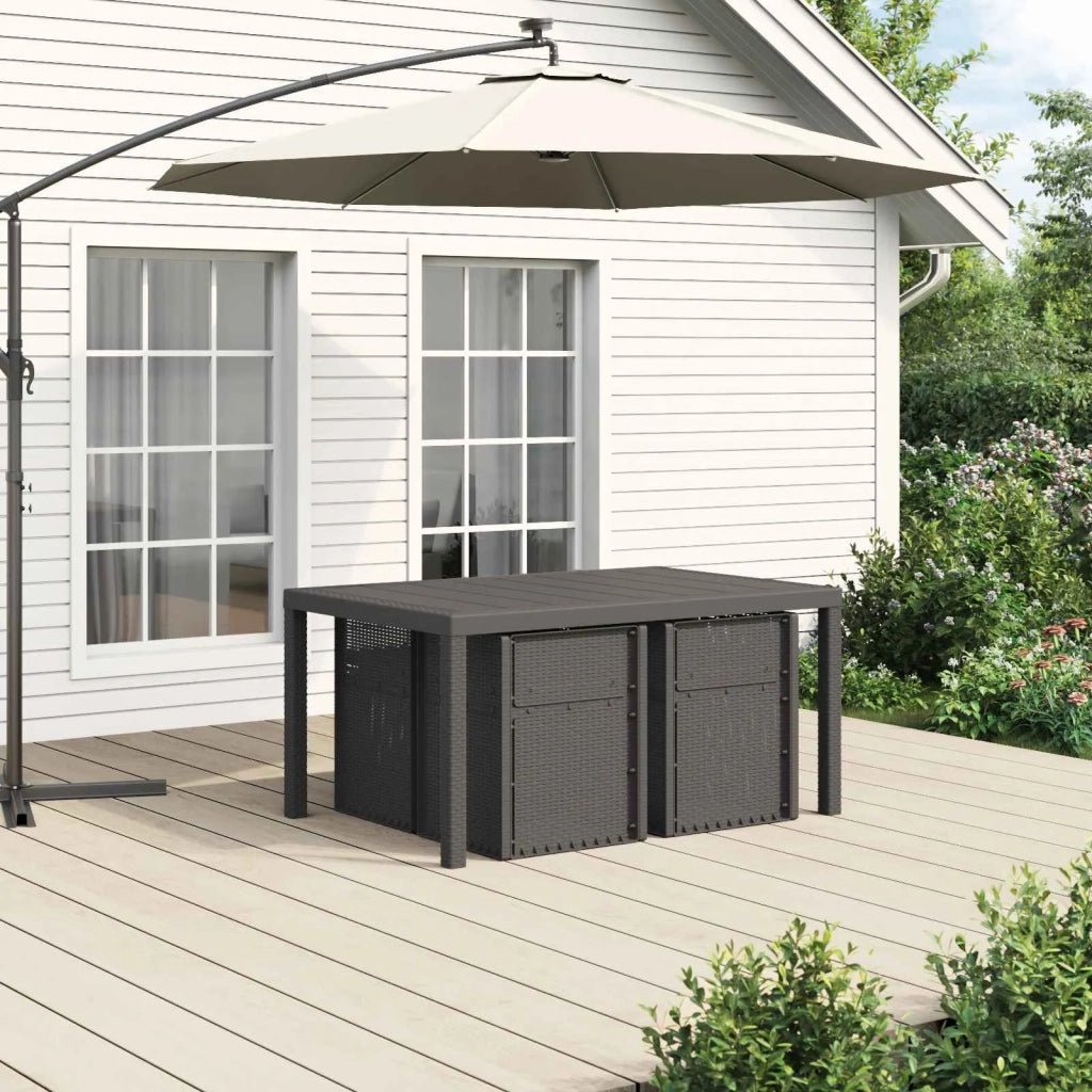 Set da Pranzo per Giardino 5 pcs Grigio chiaro e Antracite PP 3430068