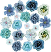 Mini Fiori di Festa 3-5cm - 20 pezzi per decorazione, DIY, matrimoni, San Valentino e fiori di vasi (Blu)