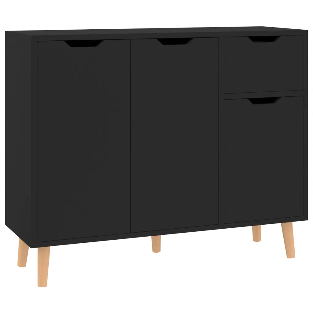 Credenza Nera 90x30x72 cm in Legno Multistrato 326814