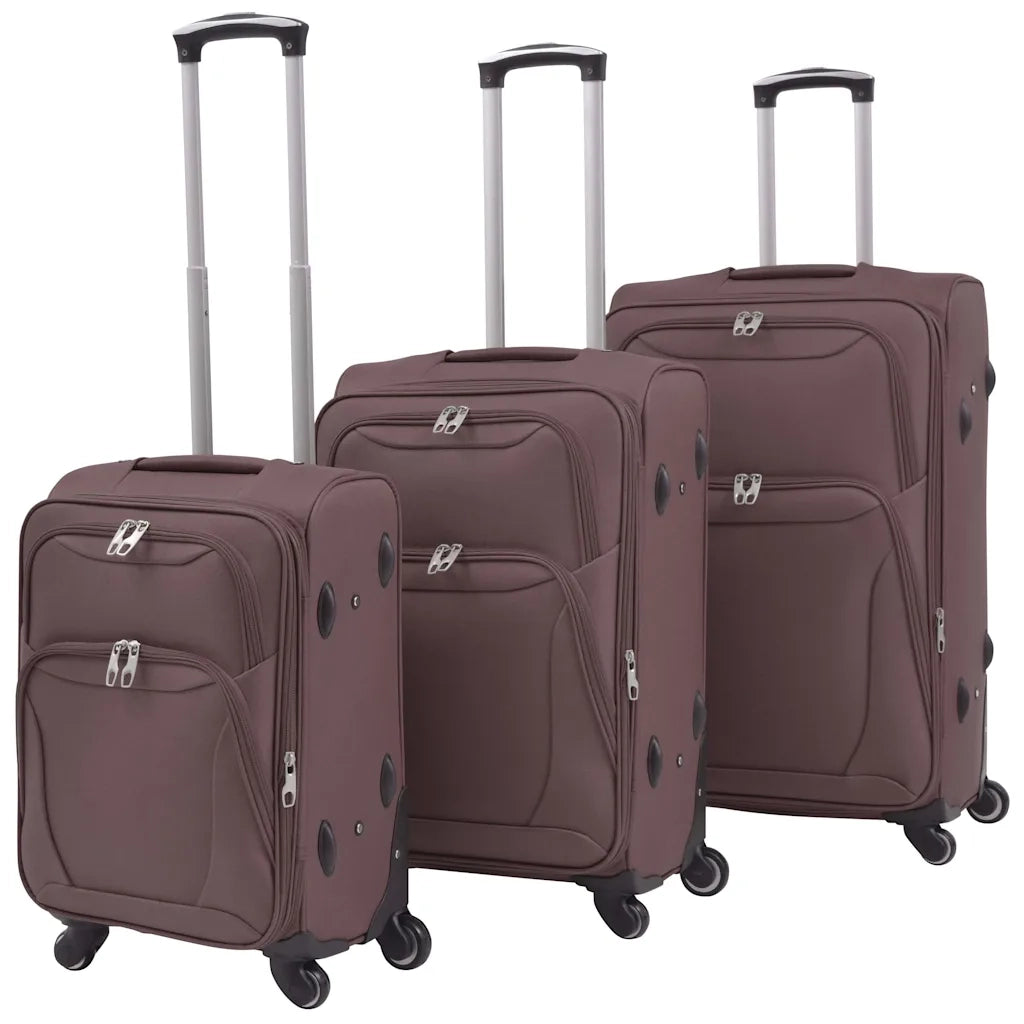 3 pz Set di Valigie Trolley Morbide Color CaffÃ¨ cod mxl 43040