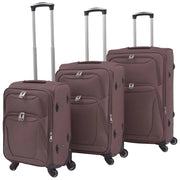 3 pz Set di Valigie Trolley Morbide Color CaffÃ¨ cod mxl 43040