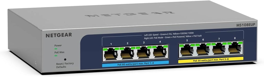 Switch Plus Multi-Gigabit Ethernet a 8 porte (MS308E), porte multi-gigabit da 1 G/2,5 G, montaggio su scrivania o a parete