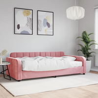 Divano Letto con Materasso Rosa 100x200 cm in Velluto 3196915