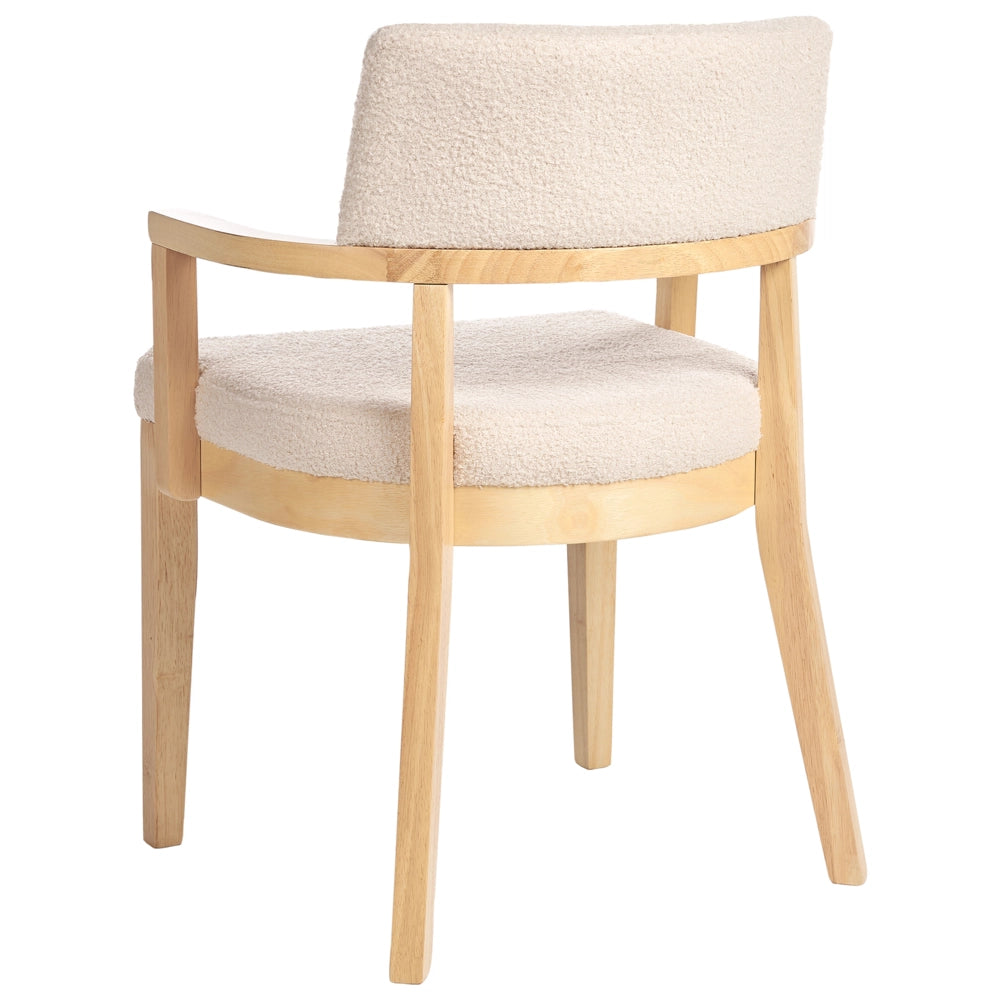 Set di 2 sedie da pranzo in legno chiaro e tessuto boucle di poliestere beige Gambe in legno di gomma Stile retrò tradizionale