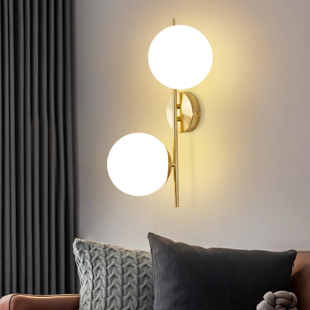 ZMH Applique da parete moderna per interni lampada da parete in oro con paralume in vetro E27 camera da letto corridoio