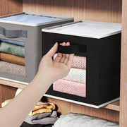 Set di 6 contenitori di stoccaggio, contenitore di stoccaggio con maniglia, cassetti di stoccaggio in tessuto con vetrino trasparente, organizzatore di armadi per abbigliamento, giocattoli, armadi, mensole.