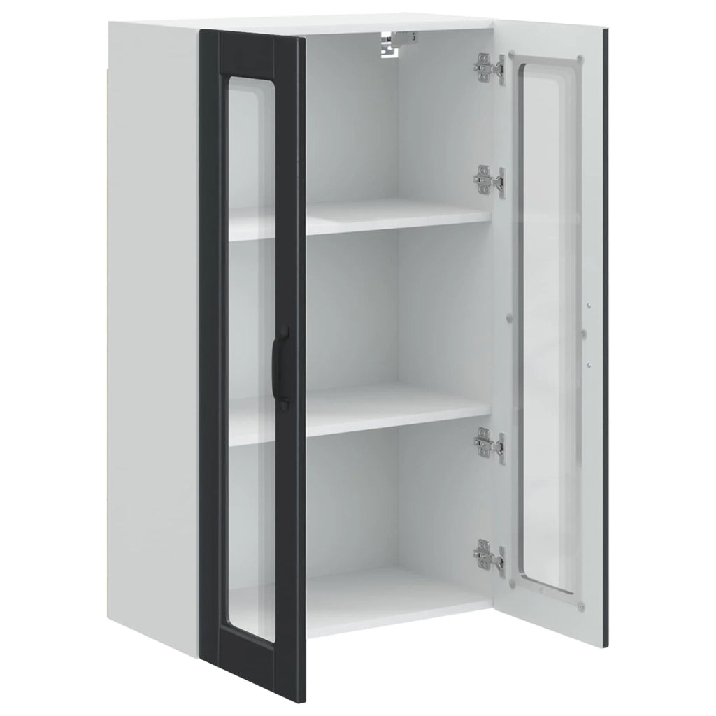 Mobile da cucina moderno a parete con vano contenitore 60 x 31 x 100 cm in legno composito nero 02_0054513