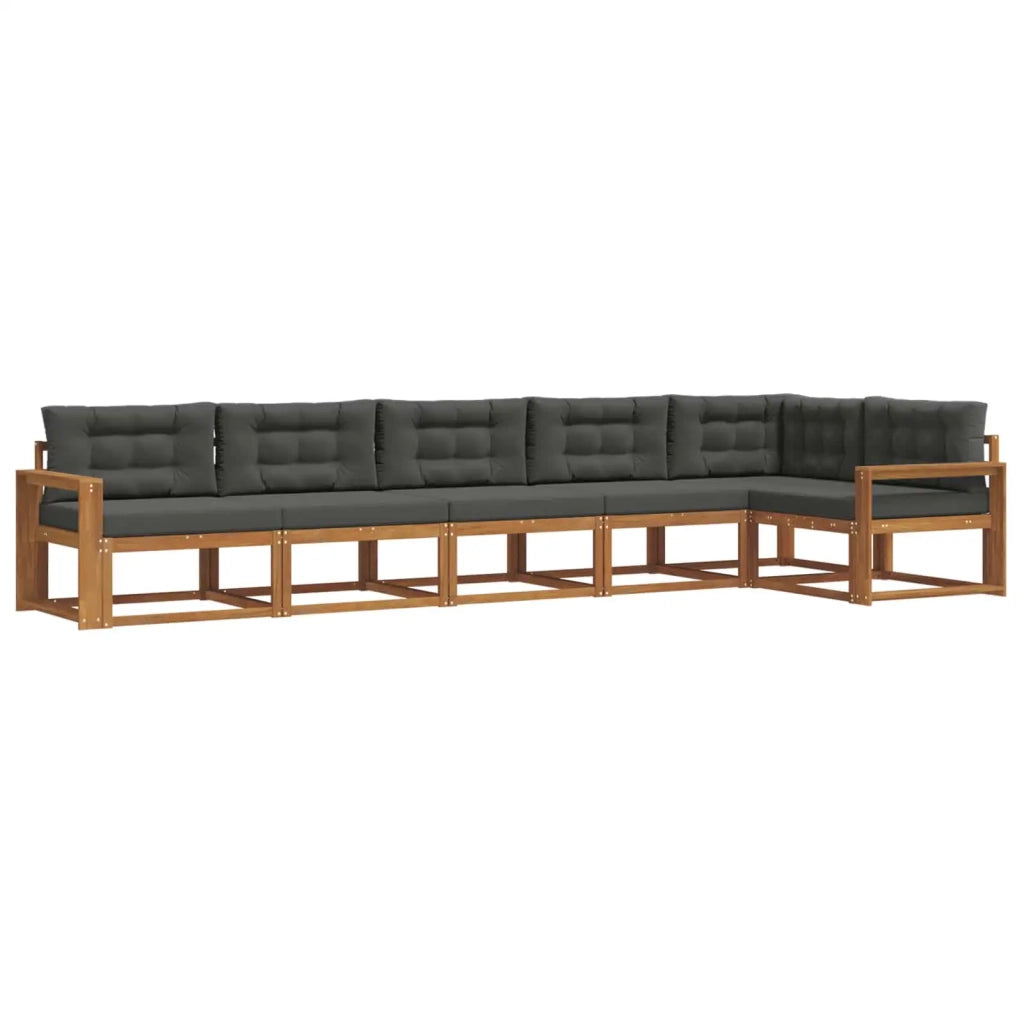 Set di divani da esterno con cuscino 6 pcs Naturale e Antracite