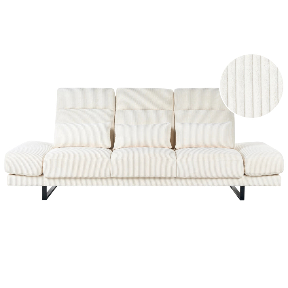 Divano moderno a 3 posti con Rivestimento in corda beige chiaro e Gambe in acciaio soggiorno elegante