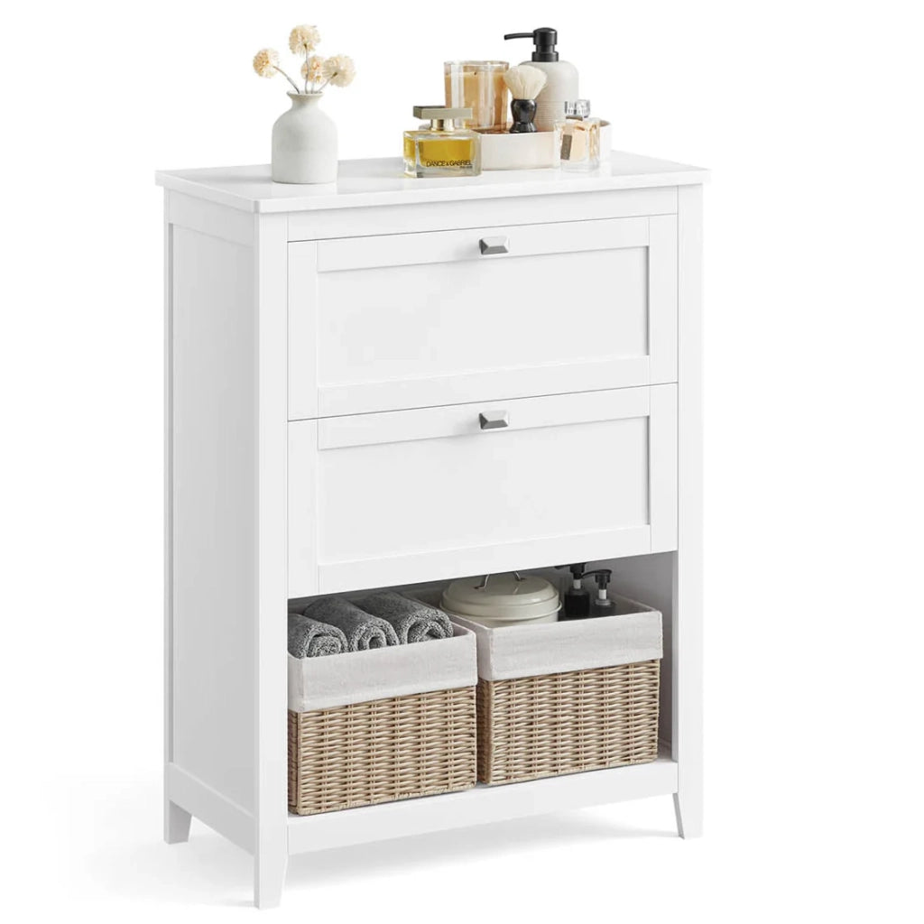 Mobiletto da bagno mobile contenitore con 2 cassetti 1 divisorio regolabile 2 cestelli credenza bianca 12_0006478