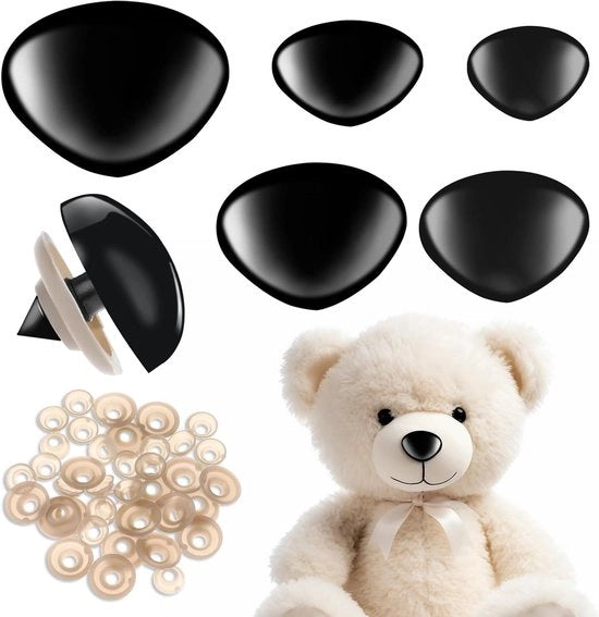Accessori di sicurezza per bambole - Set di 25 pezzi - Adatto per bambole con pelo e peluche - Nasini in plastica con chiusura - Accessori per bambole