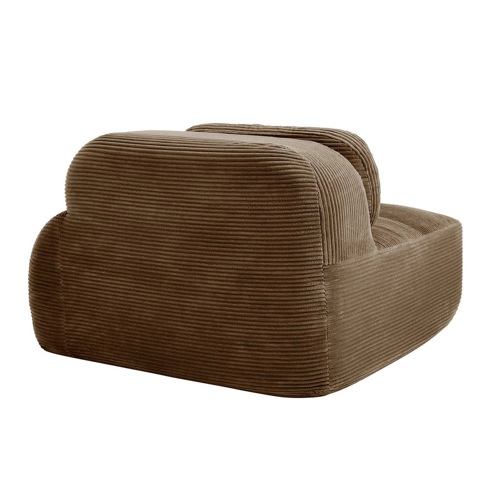 Divano angolare con cuscini ¨C Minimal ¨C Marrone in tessuto corda