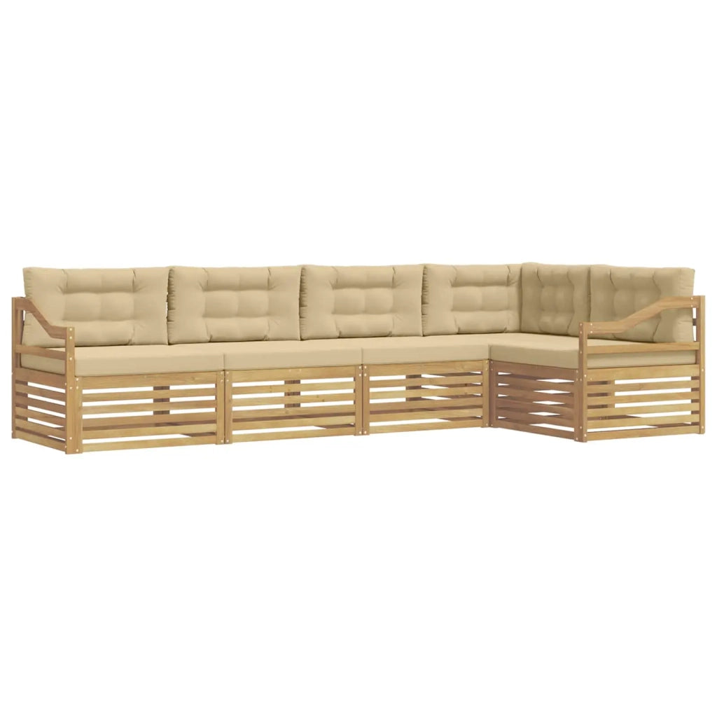 Set di divani da esterno 5 pcs Bianco e Beige Poliestere