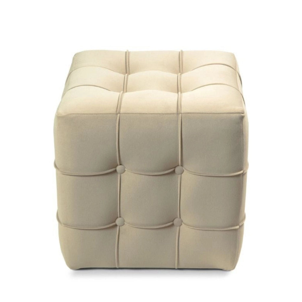 Pouf in velluto "Lizbon" - 42 x 42 x 42 cm - Crema