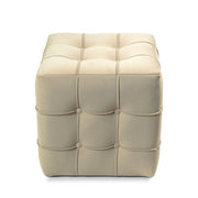 Pouf in velluto "Lizbon" - 42 x 42 x 42 cm - Crema