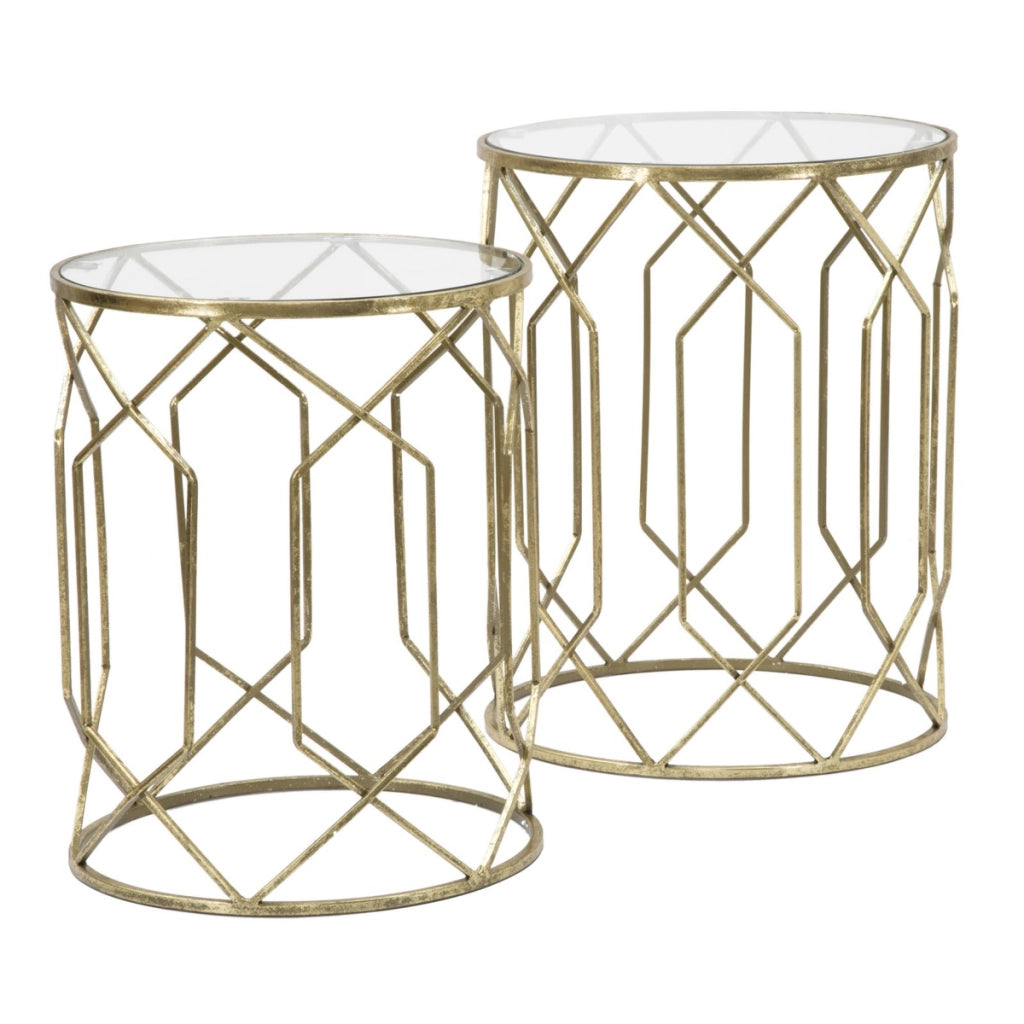 Set di Tavolini VKH561, Oro, Metallo, 42x42x53 cm
