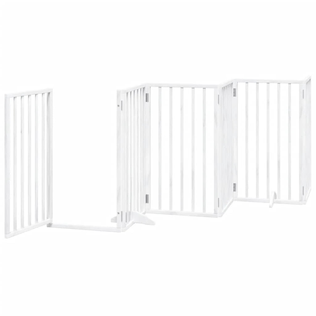 Cancelletto di sicurezza per cani porta pieghevole 12 pannelli legno di pioppo bianco 02_0023146