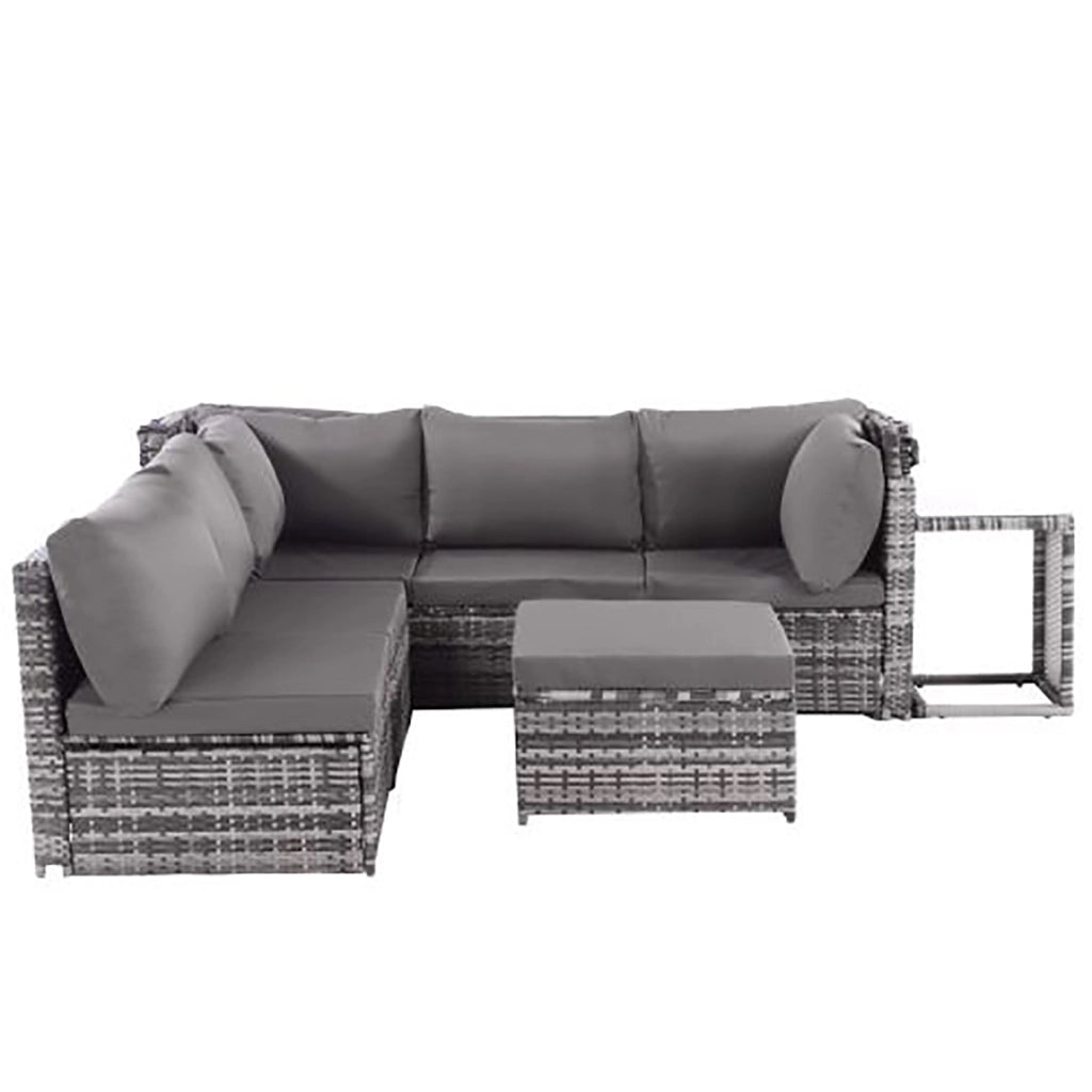 Set da giardino con tetto solare - Xylo - Grigio - Tavolo e sgabelli inclusi
