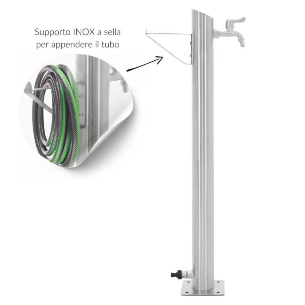 Fontana da giardino a colonna esterno tiglio acciaio inox spazzolato h 95 cm *** confezione 1