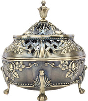 Brander di Incenso in Stile Artigianale - Contenitore di Incenso - Antico Ottone - Per Camere da Letto - Per Uffici - Con Coperchio - Contenitore di Incenso