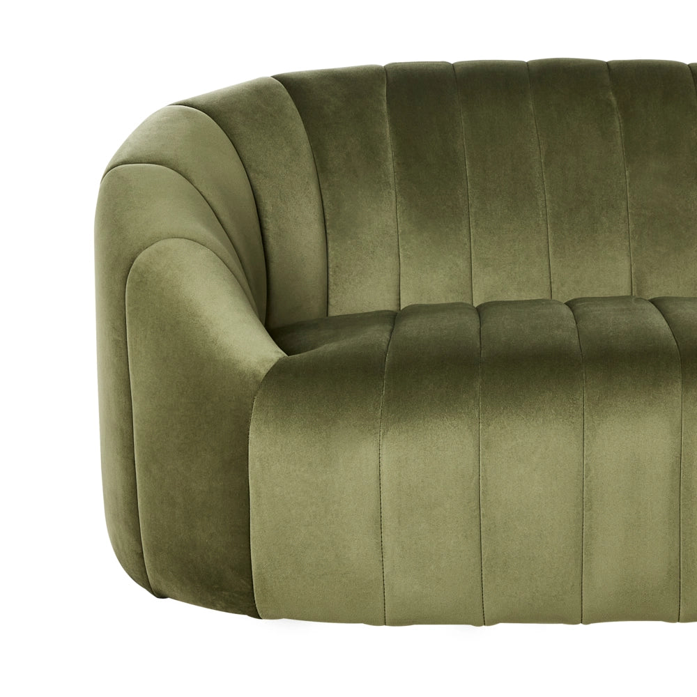 Divano 2 posti in velluto verde scuro Design contemporaneo e retrò Seduta imbottita e schienale basso