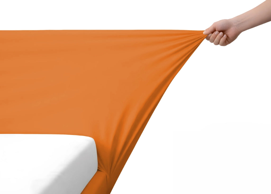 Vestiletto Giroletto Effetto Velluto Estensibile Tinta Unita Mod. Perfetto - Matrimoniale - Arancio