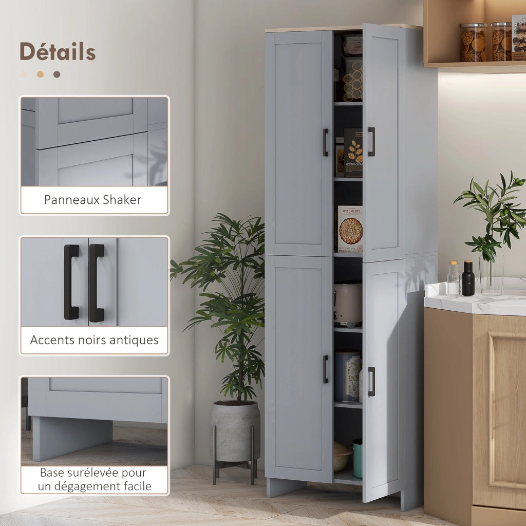 Credenza cucina 4 ante ¨C Xylo ¨C grigio 170 cm con ripiani regolabili
