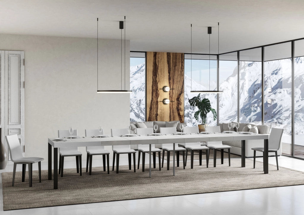 Tavolo Allungabile 200-460x90x77 cm Everyday Premium Bianco Frassino Gambe Antracite