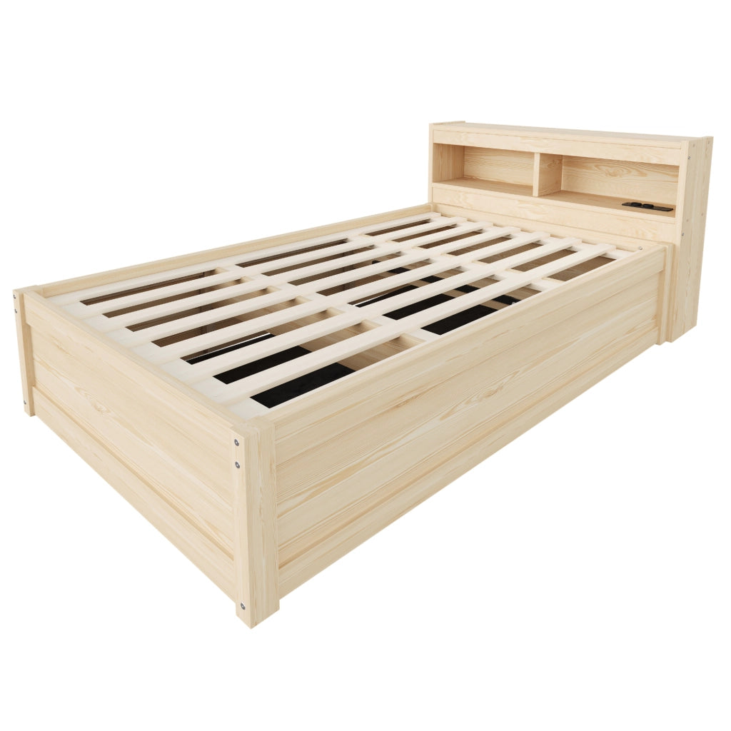 Letto 90x200 cm con contenitore idraulico; presa integrata e LED