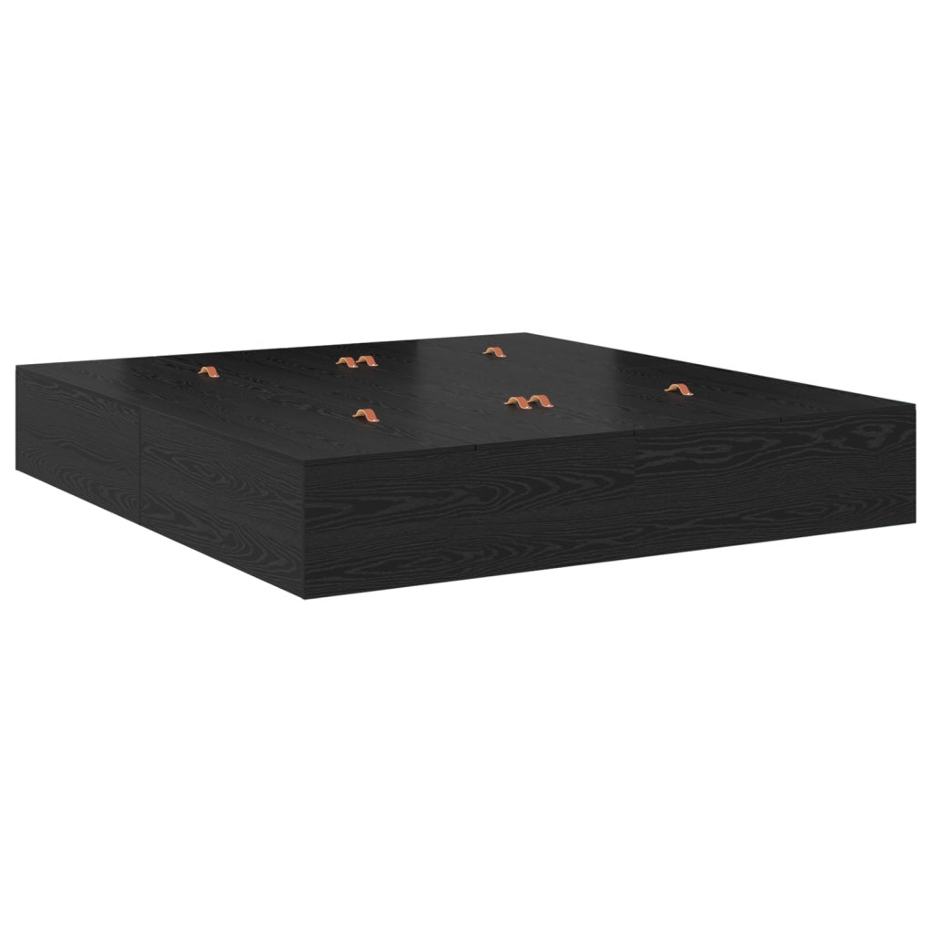 Struttura Letto con Contenitore  Nero Rovere 200x200 cm