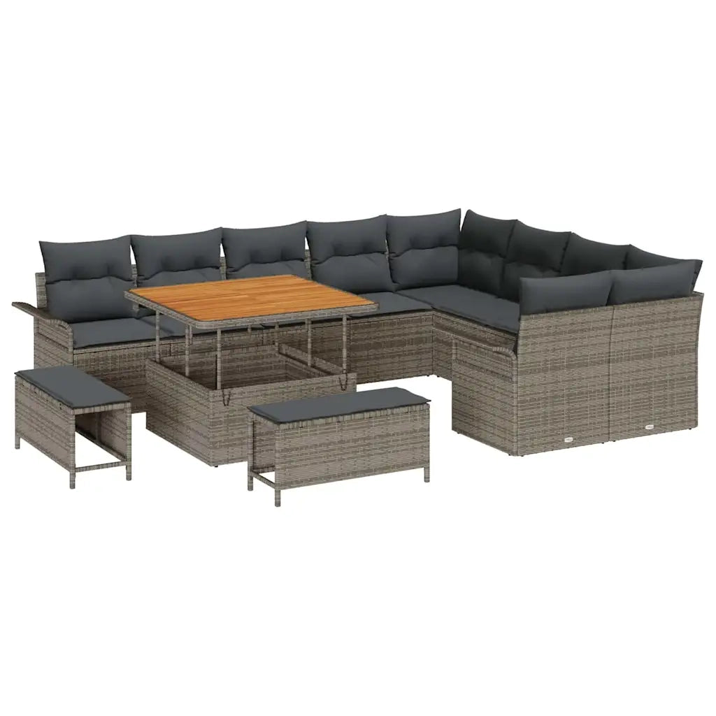 Set Divano da Giardino con cuscino 12 pcs Grigio polyrattan 3362168