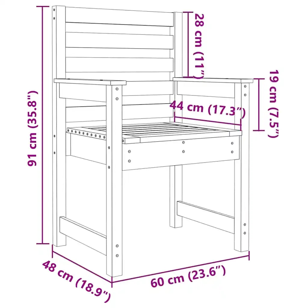 Sedie da Giardino 2pz 60x48x91 cm Legno Massello di Douglas