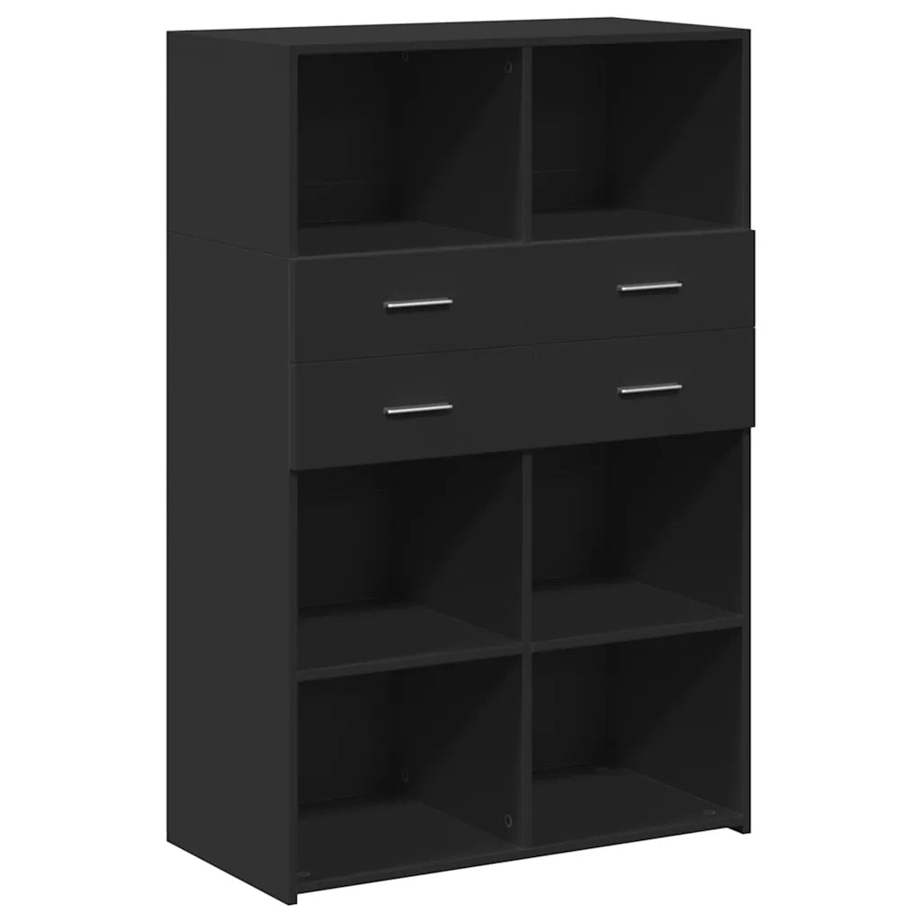 Credenza-Buffet-Armadio da cucina Nera 80x42,5x124 cm in Legno Multistrato